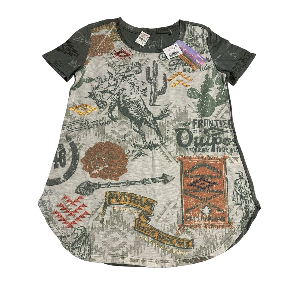 NWT Panhandle Top Women‎ Small Horse Cactus Native Frontier Rodeo Western #E7-1